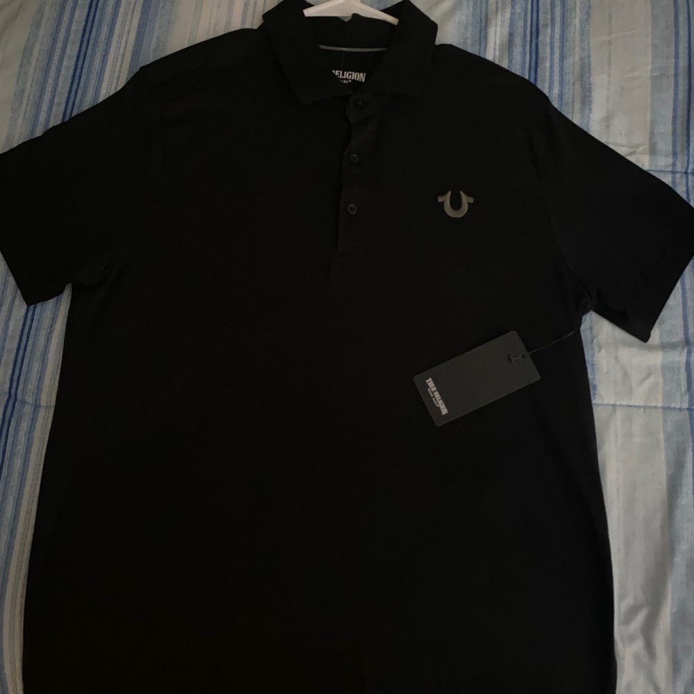 Jet Black True Religion Core Polo